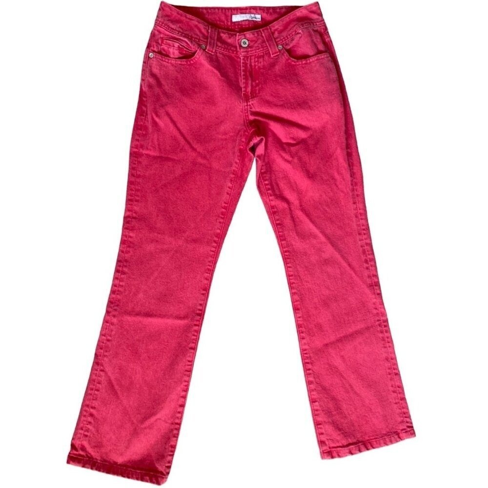 Chico's Platinum‎ raspberry straight leg denim jeans pants women 0 Regular